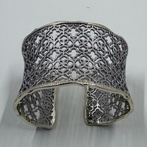 Kendra Scott Candice‎ Cuff Bracelet Geometric Filigree Rhodium Silver Tone